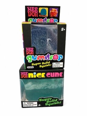 Needoh Gumdrop Super Solid Squish Toy  and Needoh nice cub - Teal and blue